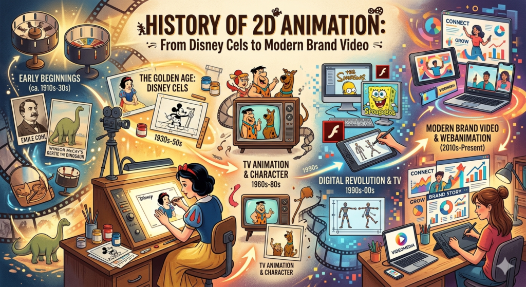 2D Animation Studio History of 2D Animation: From Disney Cels to Modern Brand Video Gemini Generated Image 21u7u621u7u621u7 2D Animation Studio