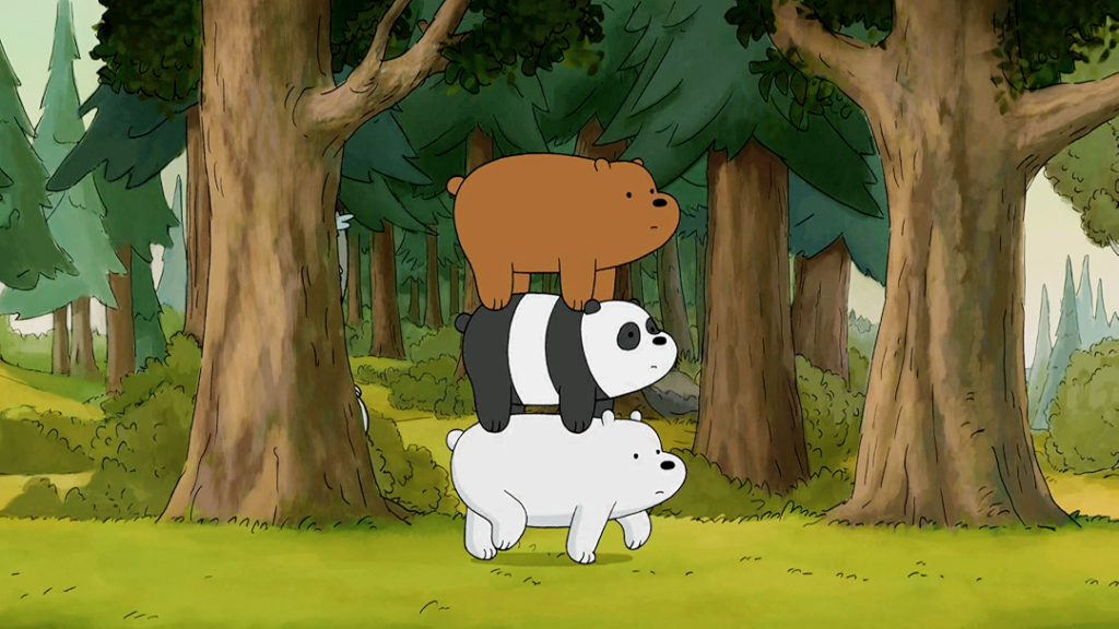  We Bare Bears in flat animation style